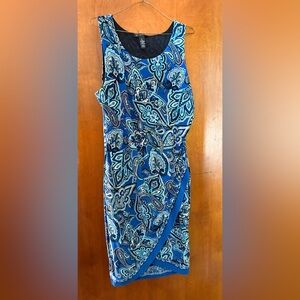 INC International Concepts Blue Paisley, pull over stretch jersey, like new!